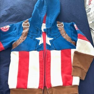 Marvel Superhero Costume Hoodie - Red, White, Blue, and Brown Boys